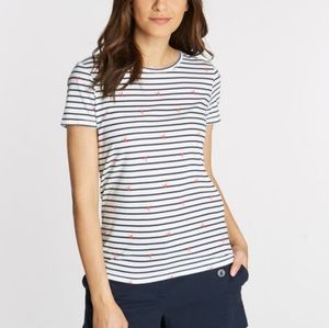 Nautica Navy & White Stripe Lobster Tee - Summer Nautical Fish Cute Preppy